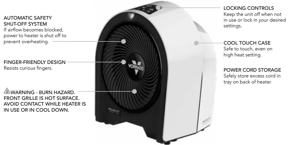 VORNADO VELOCITY 5RXC Whole Room Heater with Auto Climate - FEATURES