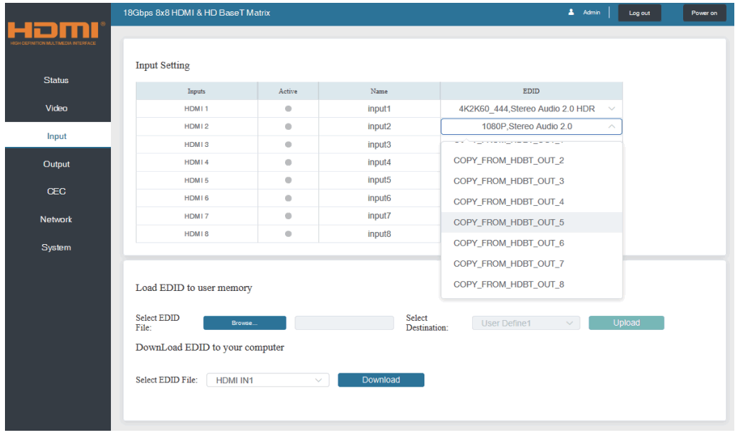 ALFATRON ALF-MUH88E 18 Gbps 8x8 HDBaseT - Input page
