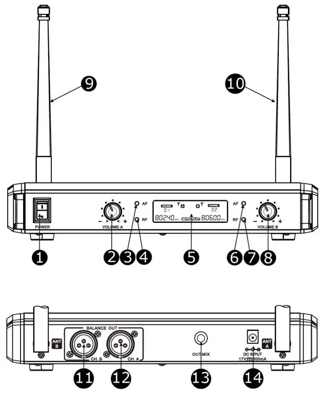 HQ POWER MICW81 Dual-Channel Wireless Microphone System - MICW81