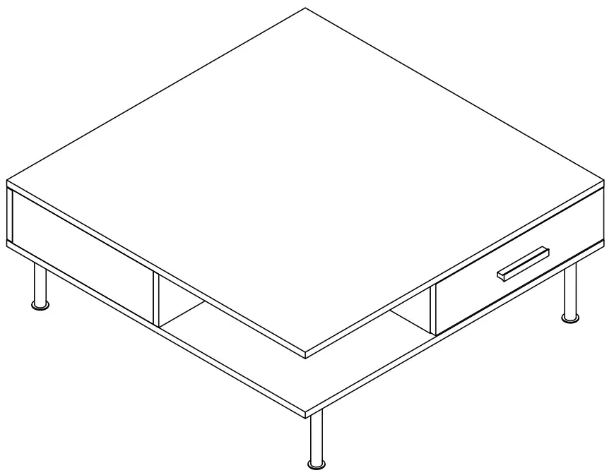 Kahomvis CT0344 31.5 Inch White Square Wood Coffee Table