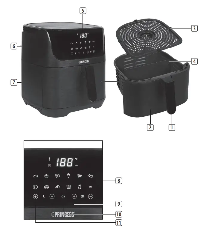 PRINCESS 01 182061 02 001 Digital Aerofryer - Fig