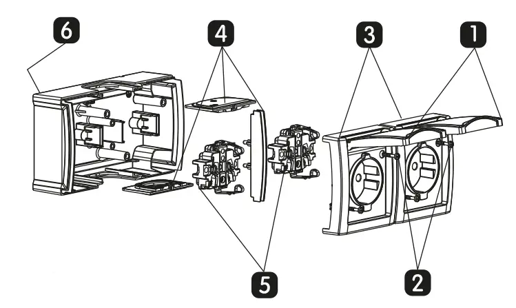 Panasonic 2 x 2P E Socket with Shutter Horizontal Combination - Figure 3