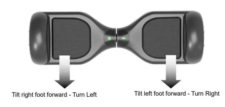 DENVER HBO-6620 Hoverboard Self Balancing Scooter User Manual - Left Right Foot Forward