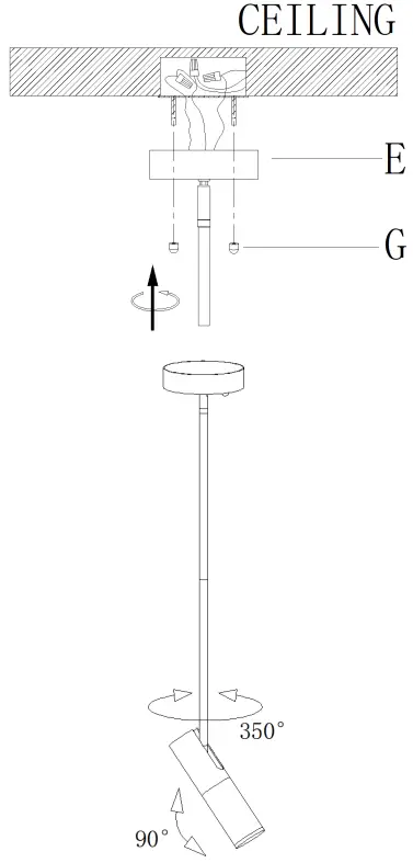ZEVNI A04434 Davet 2 Inch Wide Black LED Mini Pendant - secure canopy