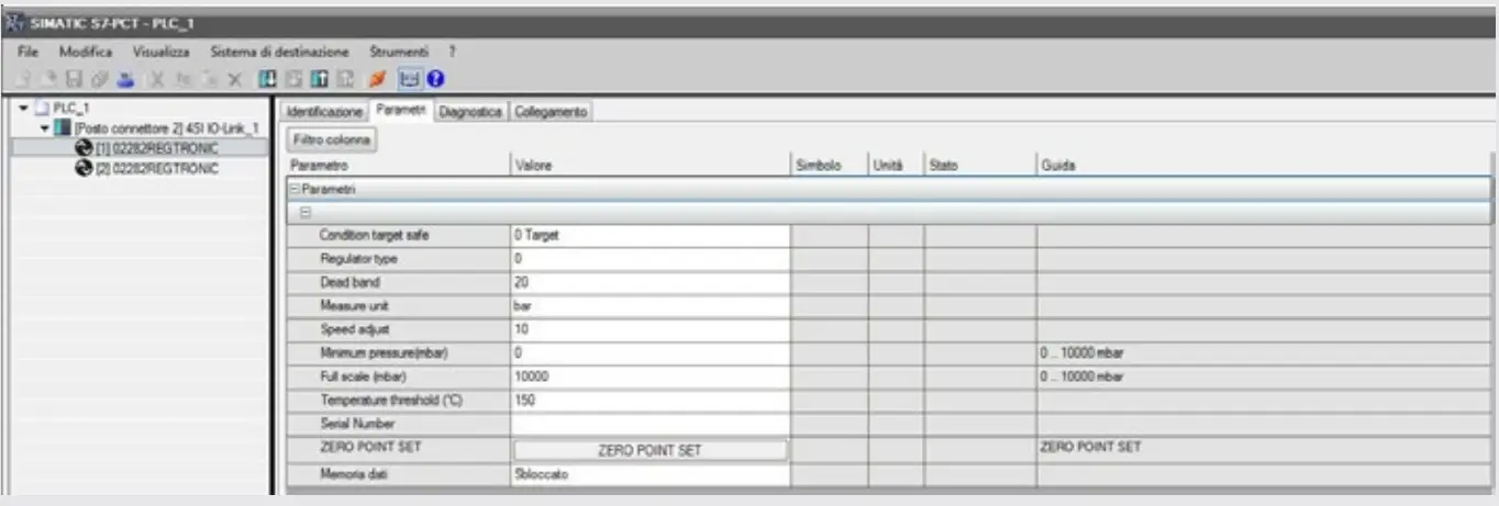 METAL WORK PNEUMATIC REGTRONIC IO Link Single Stage Pressure Regulator - f unit parameters