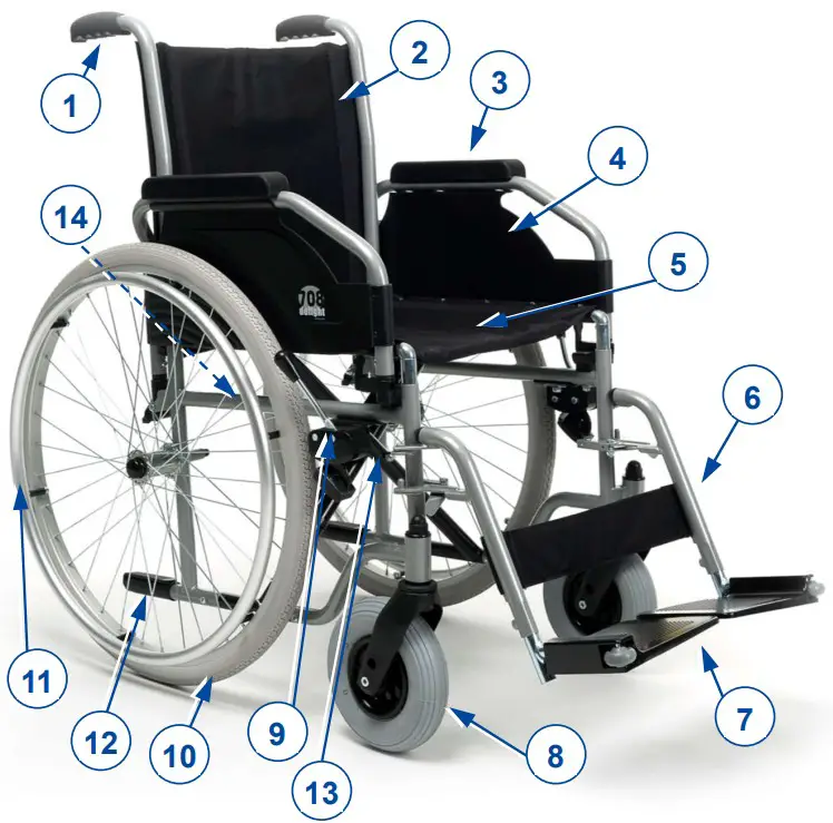 VERMEIREN 708D Steel Wheelchair - Figure 1