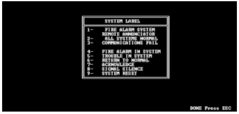 NOTIFIER PK-LCD-80 Programmable Fire Alarm Control Panels - System Labels 1