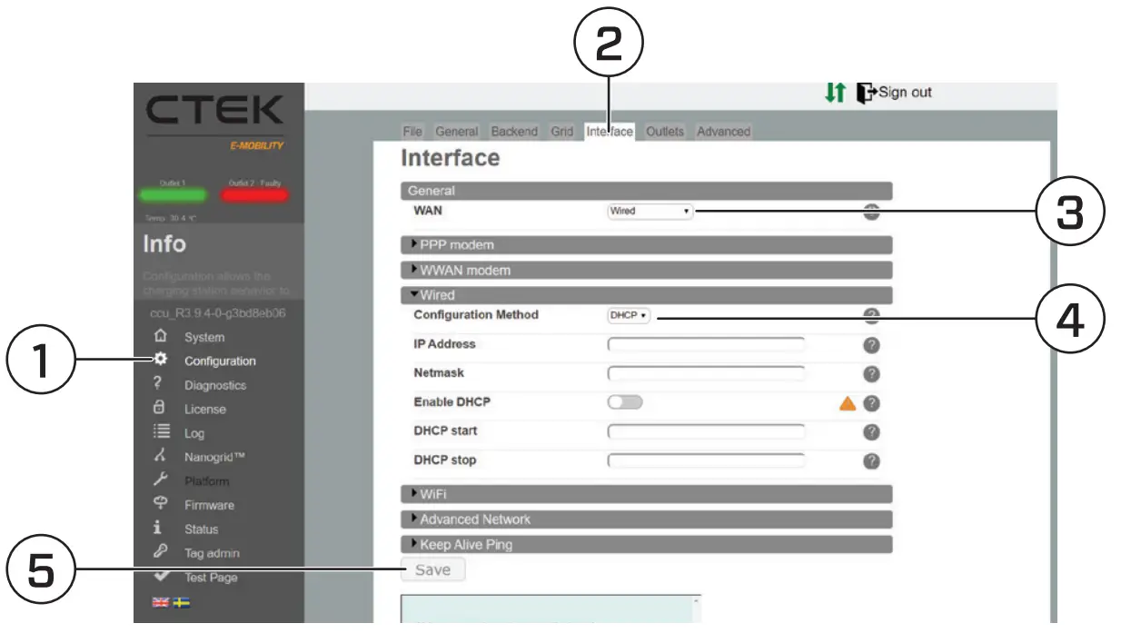 To configure the network interface (Ethernet)