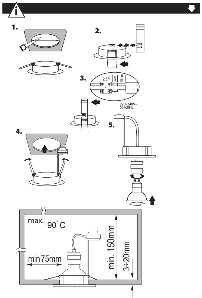 Kanlux TRIBIS O Recessed Downlights with Light Source - fig2