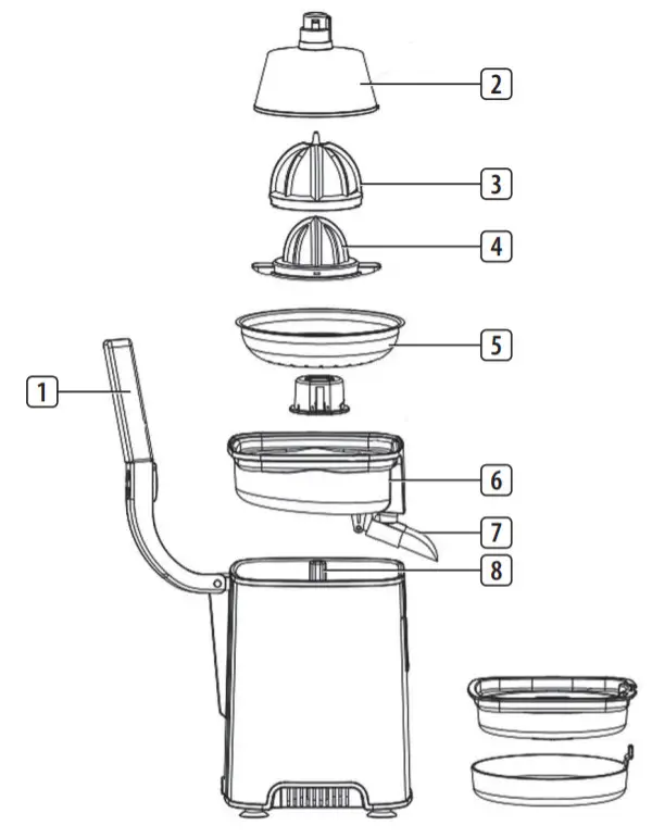 TRiSTAR CP-3009 Electric Citrus Juicer-PARTS DESCRIPTION