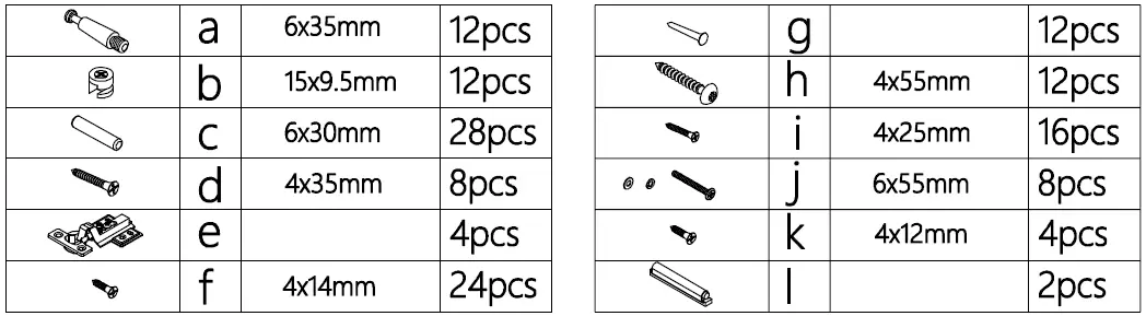 Kmart 42942061 Thorne ENT Unit Oak hardware list