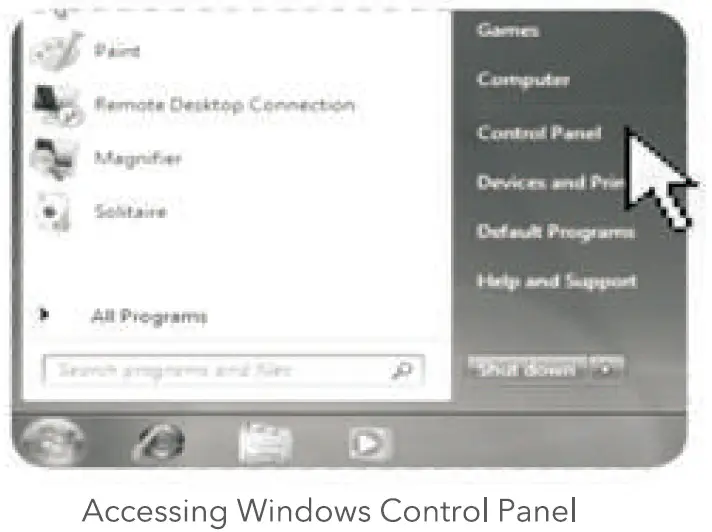 accessing windows control panel