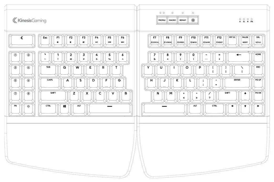Kinesis KB975 Freestyle Edge RGB Split Mechanical Gaming Keyboard -