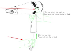 Nero 7412001 Retrak Hair Dryer - retract the power cord