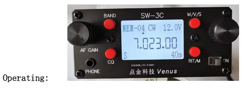 Venus Sw-3c 3 Band Cw Qrp Transceiver User Manual Venus Sw-3c 3 Band Cw Qrp Transceiver User Manual