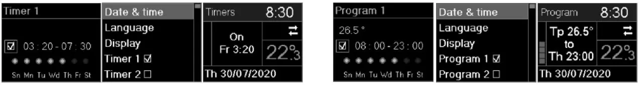 ELDOM RH01F Electric Convector Heater Instruction Manual - Message in field Operating mode - Program