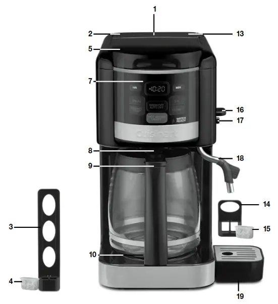Cuisinart CHW 16 SERIES Coffee PLUS 12 Cup Programmable Coffeemaker- HOT WATER SYSTEM