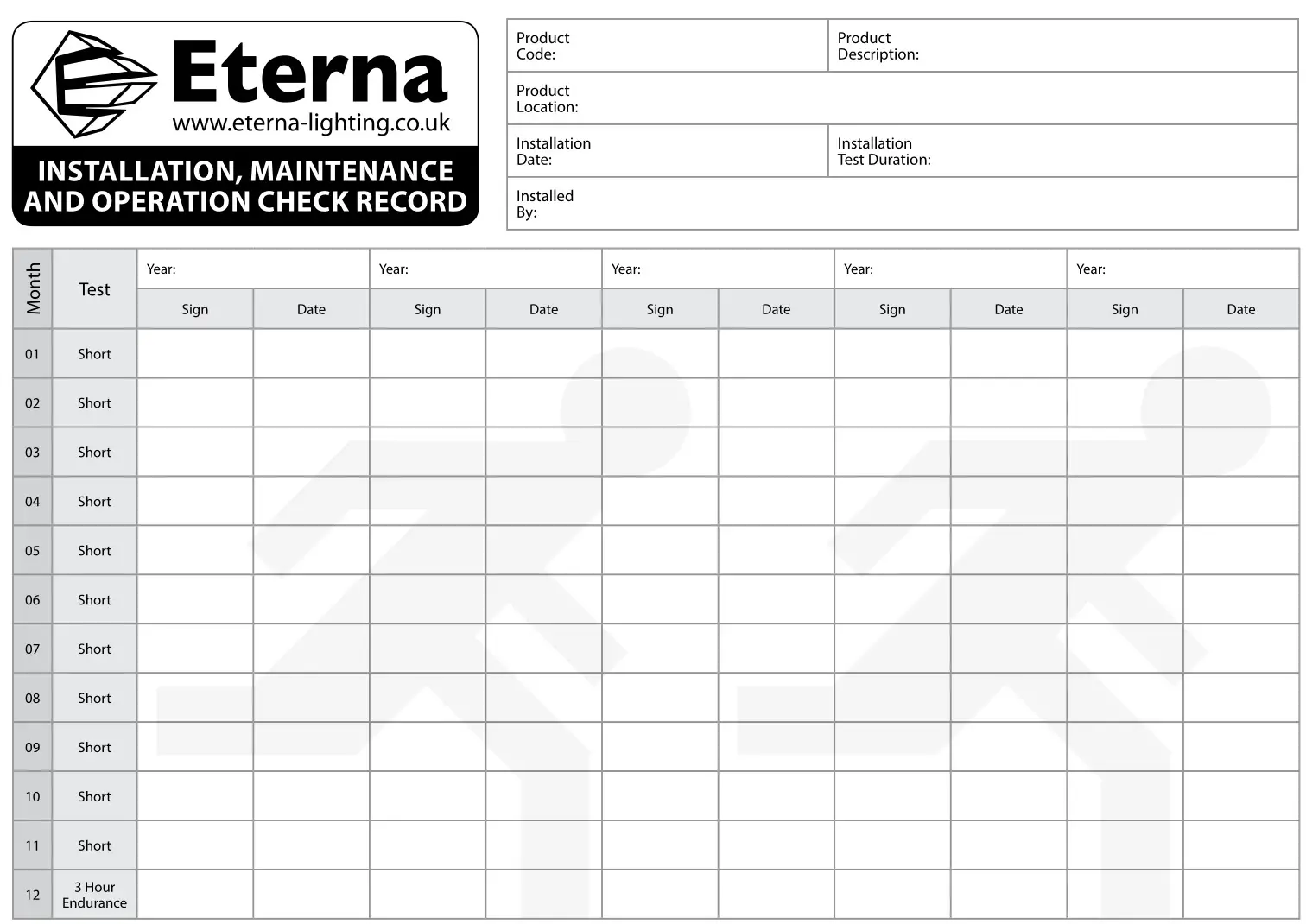 Eterna SQPRISEM3 LED Emergency Square Bulkhead - INSTALLATION, MAINTENANCE