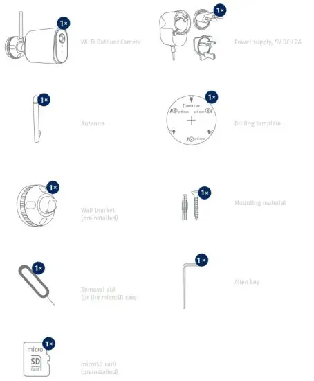 ABUS PPIC44520 WiFi Outdoor Camera - SCOPE OF DELIVERY