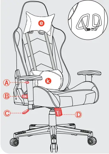 GTPLAYER GT002 Adjustable Gaming Chair - chair of installation 9