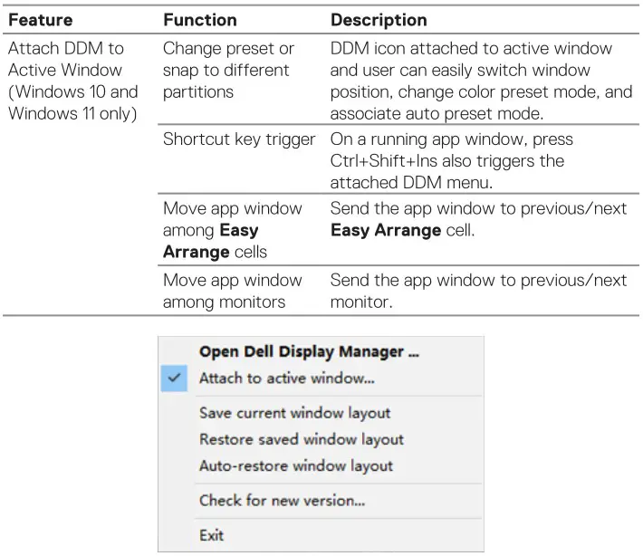 DELL P2723D Smart Monitor - Attach DDM to active window