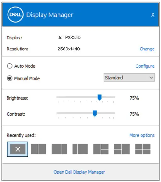 DELL P2723D Smart Monitor - Selecting Quick Settings options