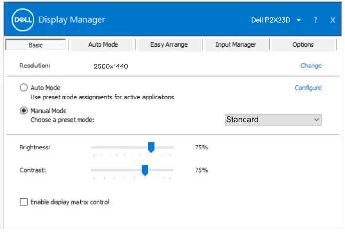 DELL P2723D Smart Monitor - Setting basic display options 2