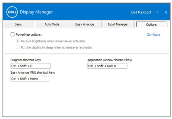 DELL P2723D Smart Monitor - Setting energy conservation options