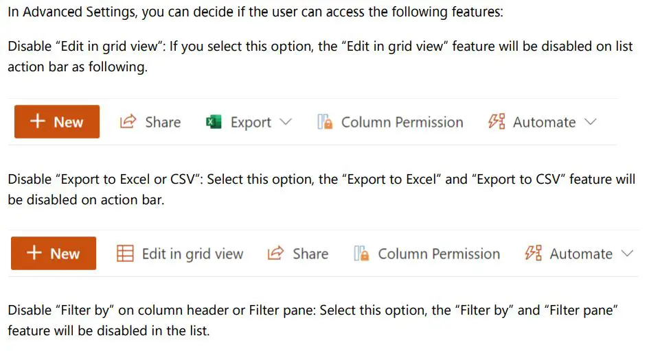 BOOST SOLUTIONS Column Permission App User Guide - Advanced Settings