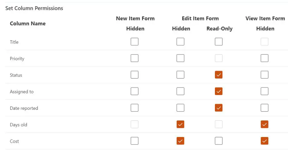 BOOST SOLUTIONS Column Permission App User Guide - In the Set Column Permissions section
