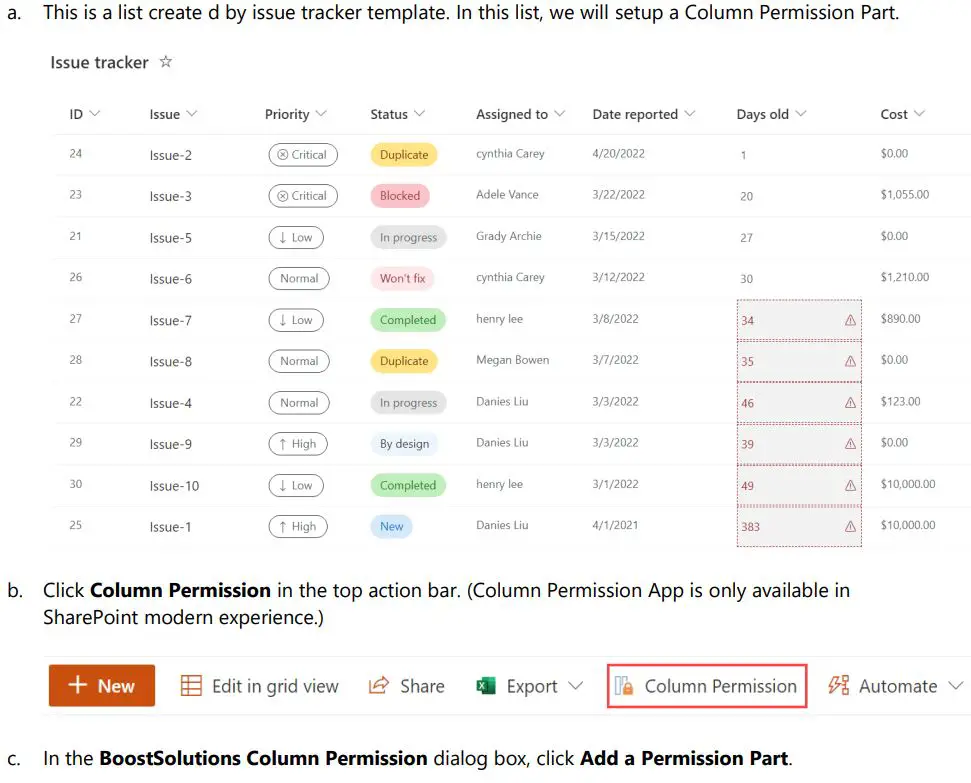 BOOST SOLUTIONS Column Permission App User Guide - Setup a Column Permission Part
