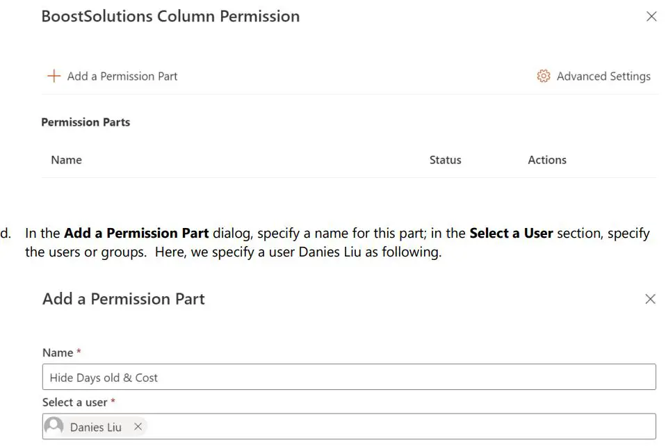 BOOST SOLUTIONS Column Permission App User Guide - Setup a Column Permission Part