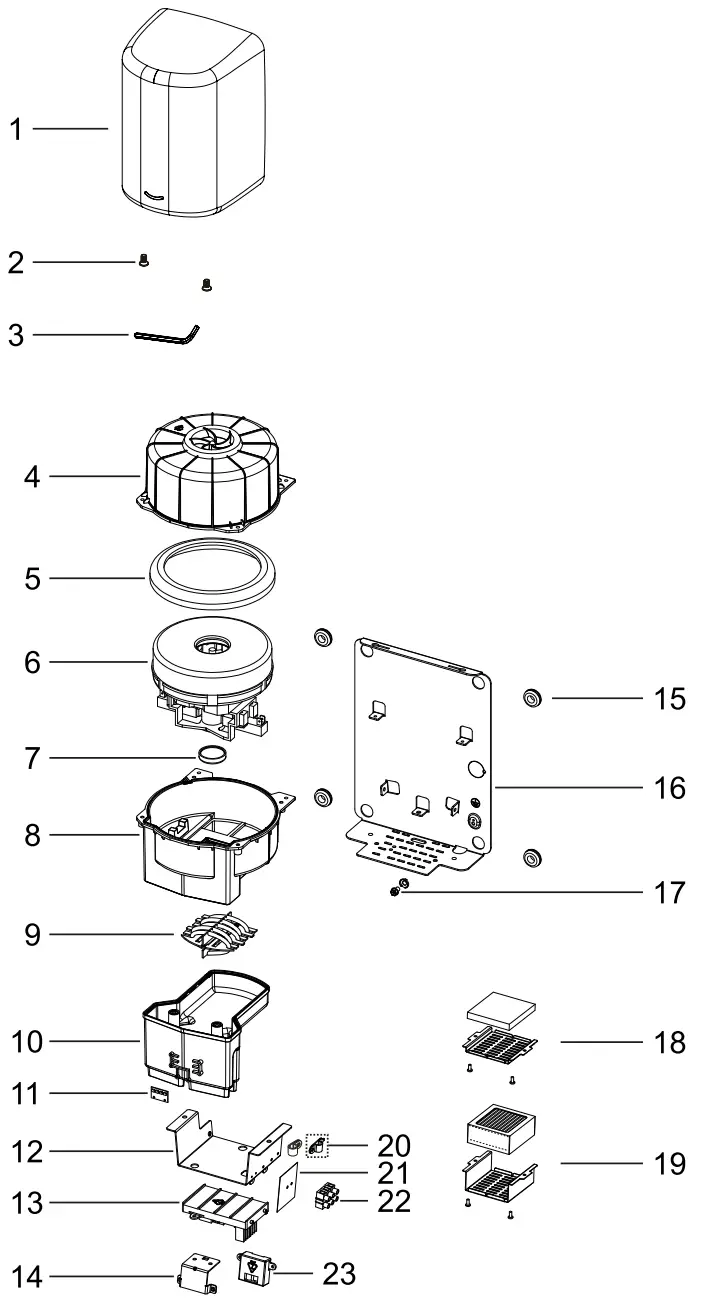 DAN DRYER 346 Turbo Low Noise Hand Dryer - PARTS LIST