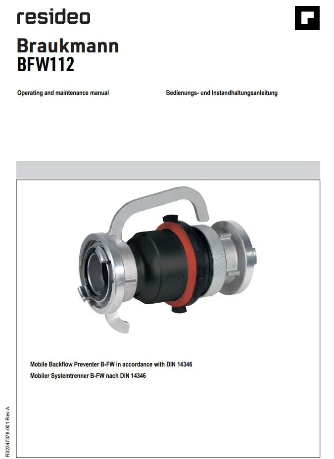 resideo Braukmann BFW112 Systemtrenner User Manual