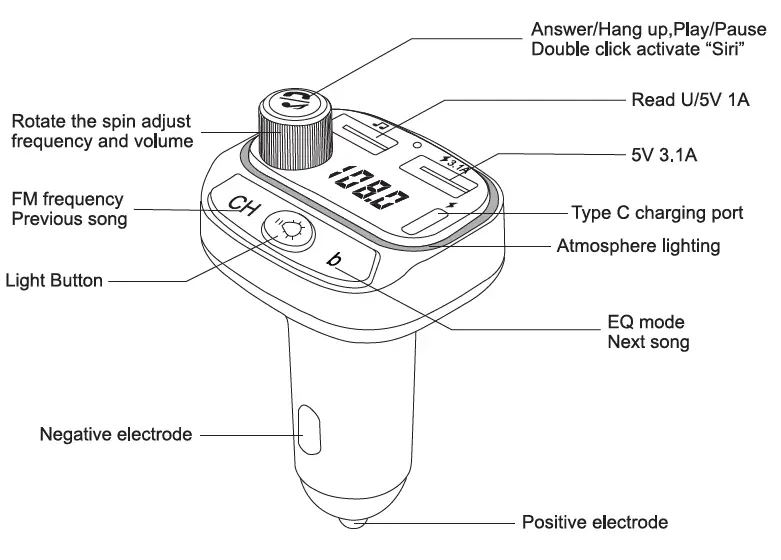 OTTO-C15-Bluetooth-5.0-FM-Transmitter-Car-Kit-MP3-Modulator-Car-Charger-FIG-3