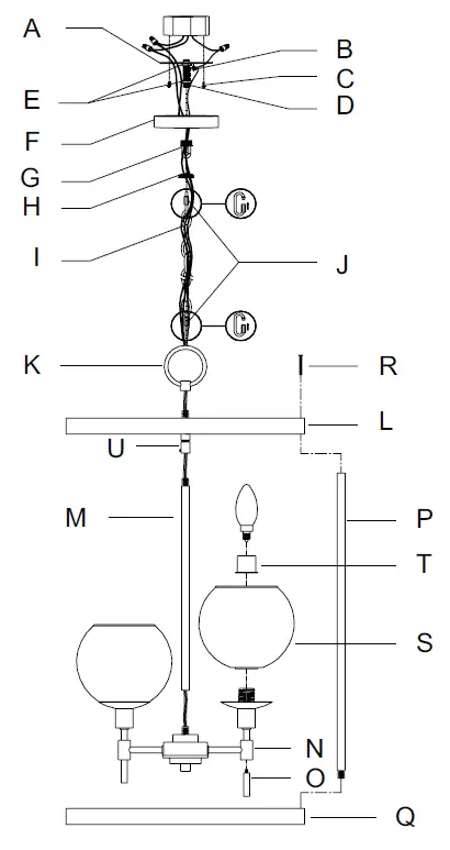 Hunter 19749 Xidane 3 Light 15 inch Alturas Gold Foyer Pendant Ceiling Light 1