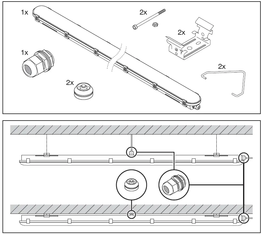 LEDVANCE Damp Proof IP65 1500mm 46W-4000K neutral white 1