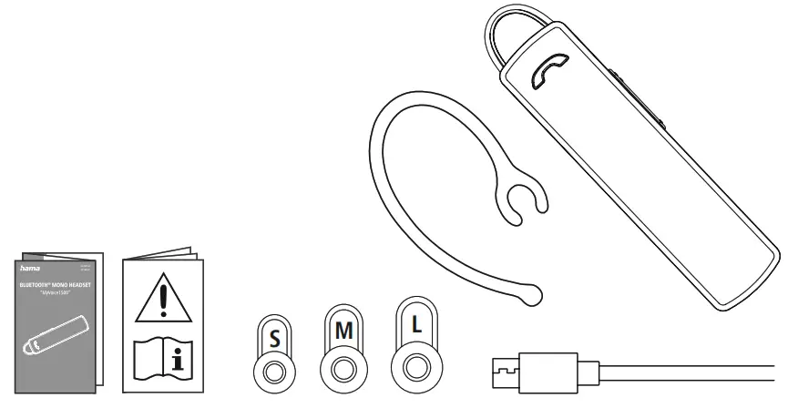 hama 00184146 My Voice 1500 Bluetooth Mono Headset - Package contents