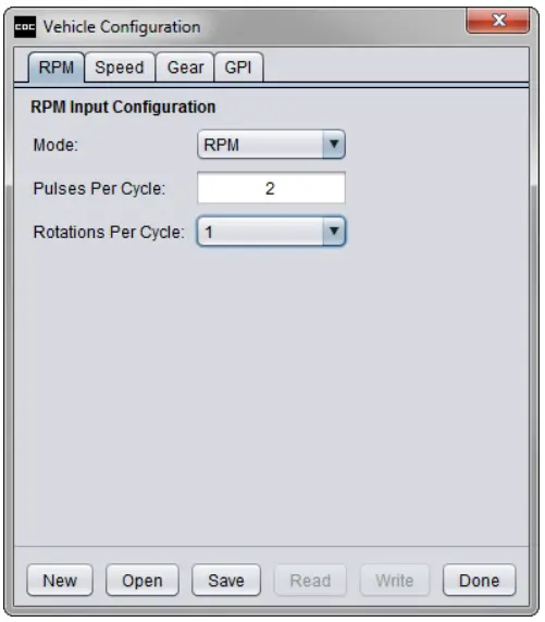 VEHICLE CONFIGURATION SETTINGS