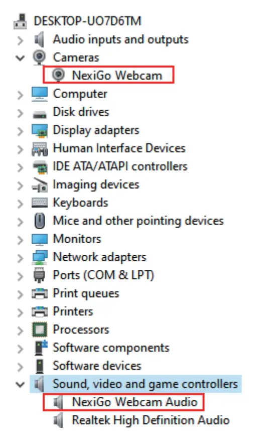 NexiGo Setup Interface