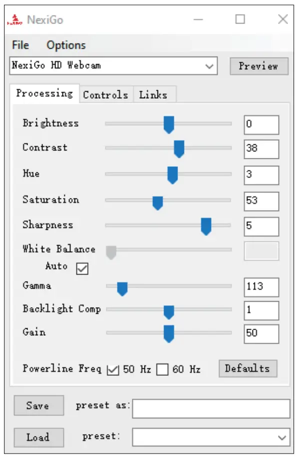 NexiGo Setup Interface