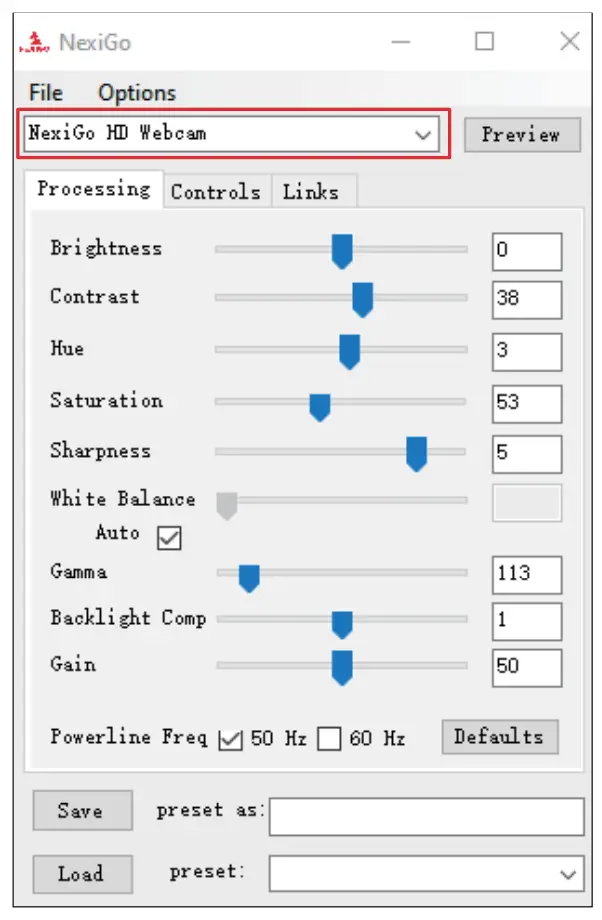 NexiGo Setup Interface
