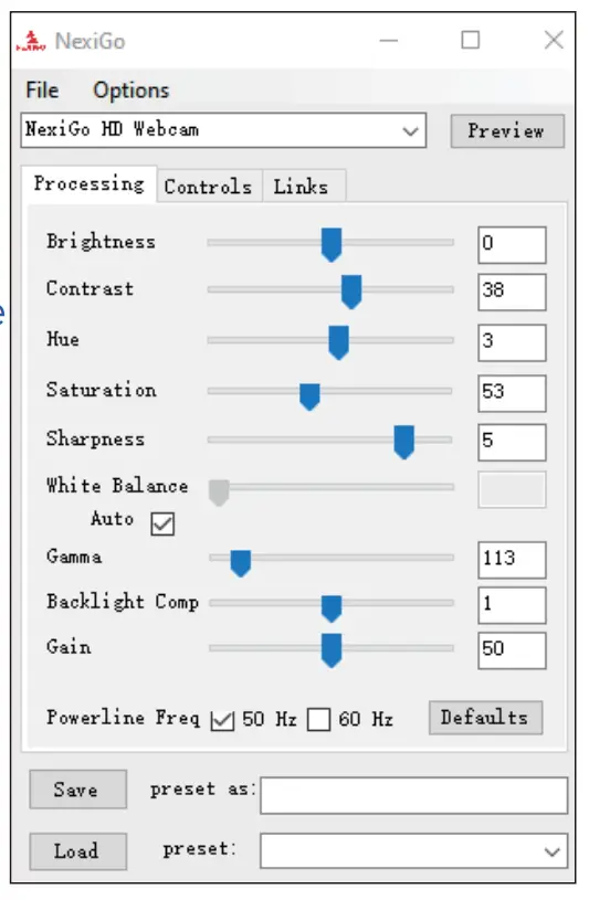 NexiGo Webcam Settings Software