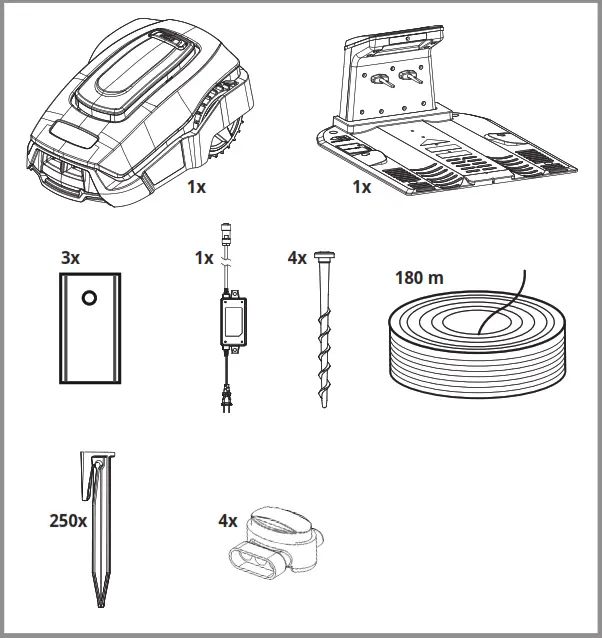 Einhell 800 LCD BT Solo Robot Lawn Mower - Scope of delivery