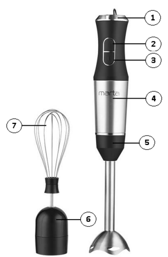 marta MT-1576 Home Kitchen Hand Blender - fig