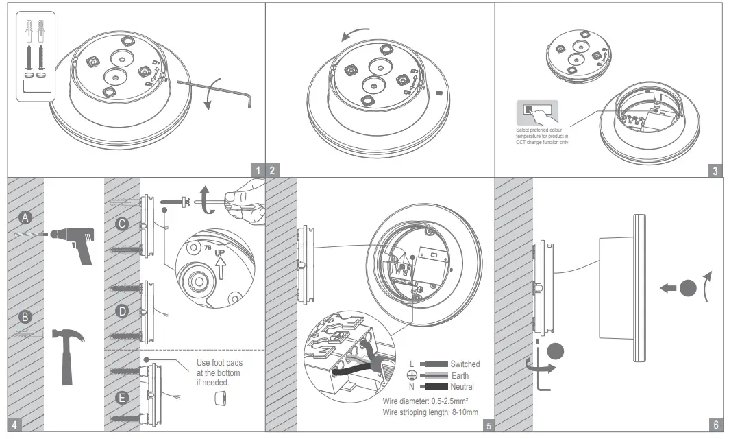 DOMUS Halo Outdoor LED Wall Light CCT 8w Black White