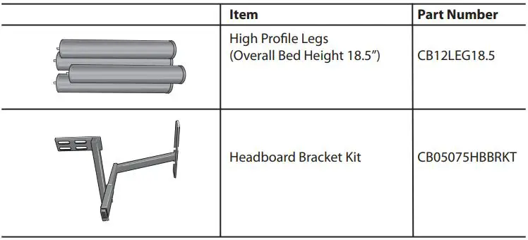 GLIDEAWAY CB1810RF-K MICA Adjustable Base Owner’s Manual - AVAILABLE ACCESSORIES