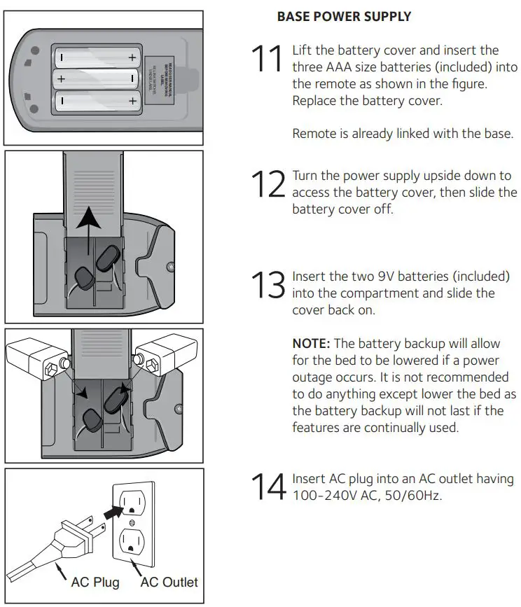 GLIDEAWAY CB1810RF-K MICA Adjustable Base Owner’s Manual - BASE POWER SUPPLY