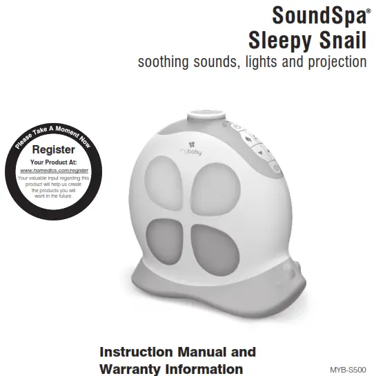 Homedics MYB-S500 SoundSpa Sleepy Snail Soothing Sounds, Lights and Projection - Sleepy Snail