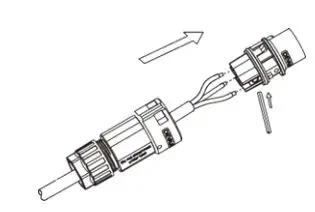 FOX-ESS 0.7-3.3kW Single Phase Inverter Installation Guide - Slide the cable nut, then the back shell onto the cable